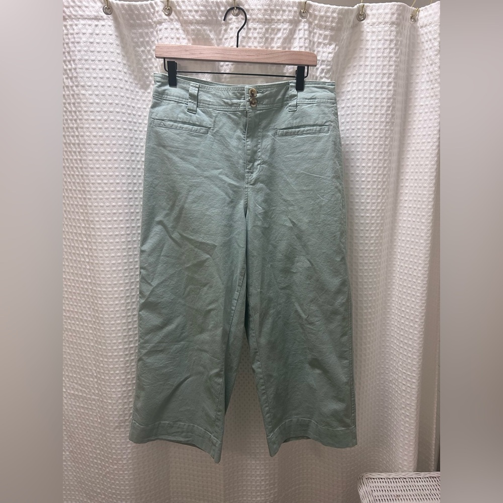 A New Day Womens Jeans 12 High Rise Wide Leg Crop Stretch Aqua Blue Denim